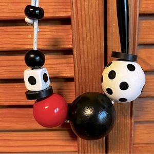 Black/red/white statement bead necklace by Toronto designer